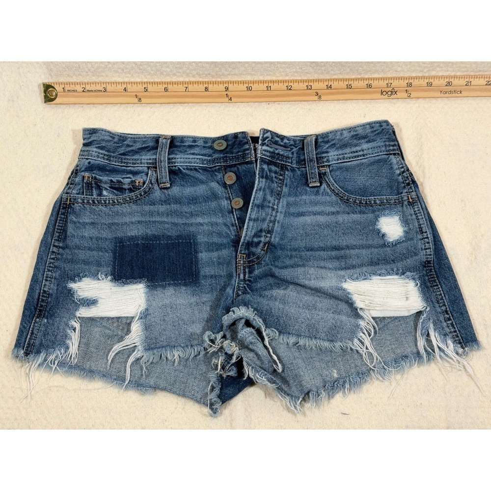 Hollister Denim Shorts Womens 5 Blue Distressed Frayed Festival Y2K